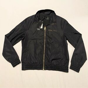 Versace Men's Black Sports Windbreaker with Gold Accents Jacket 2019 Size Large